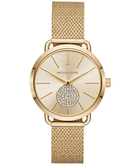 michael kors ladies' portia gold-tone stainless steel mesh watch|Portia Mesh Gold.